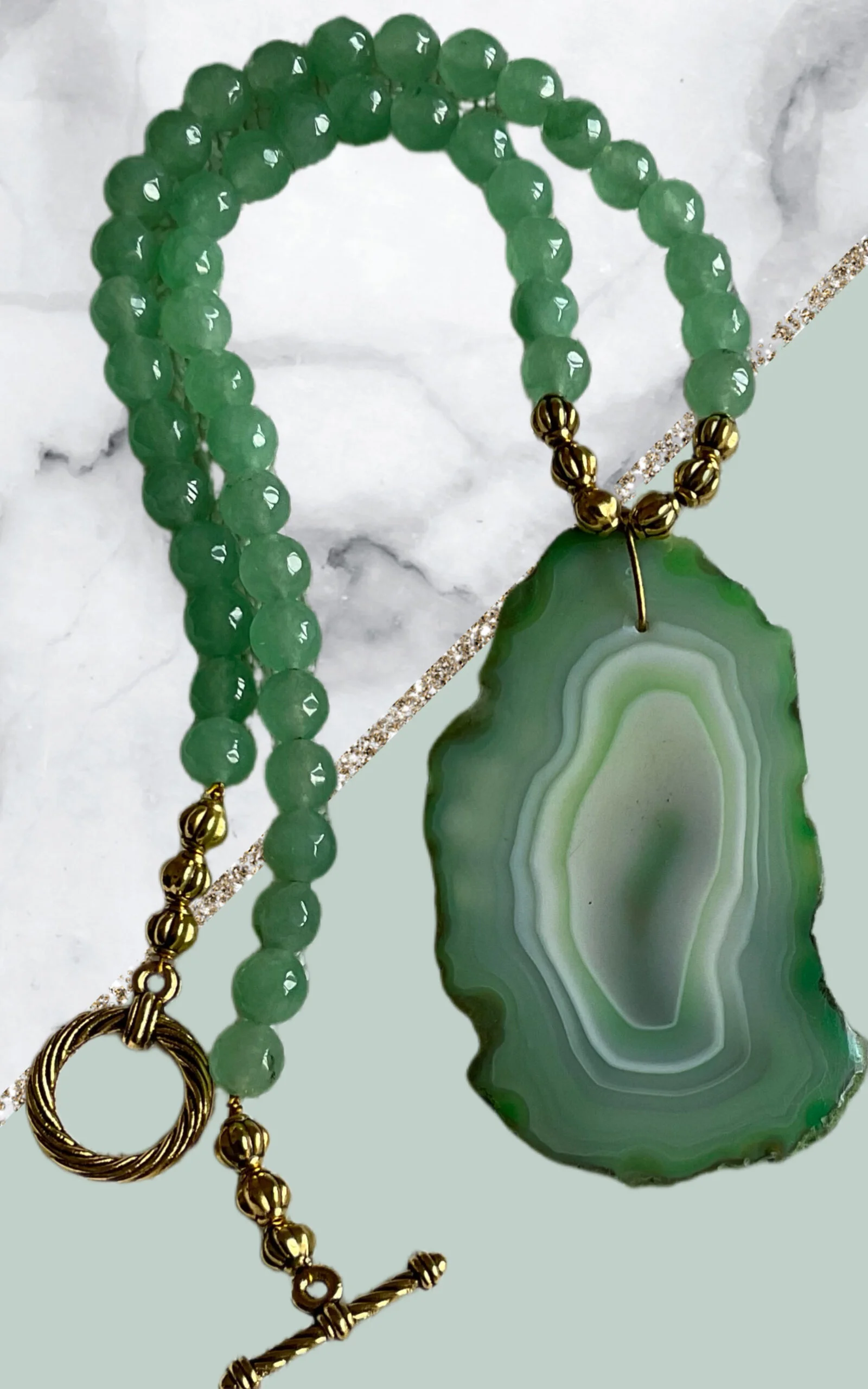 Green Agate Necklace Pendant